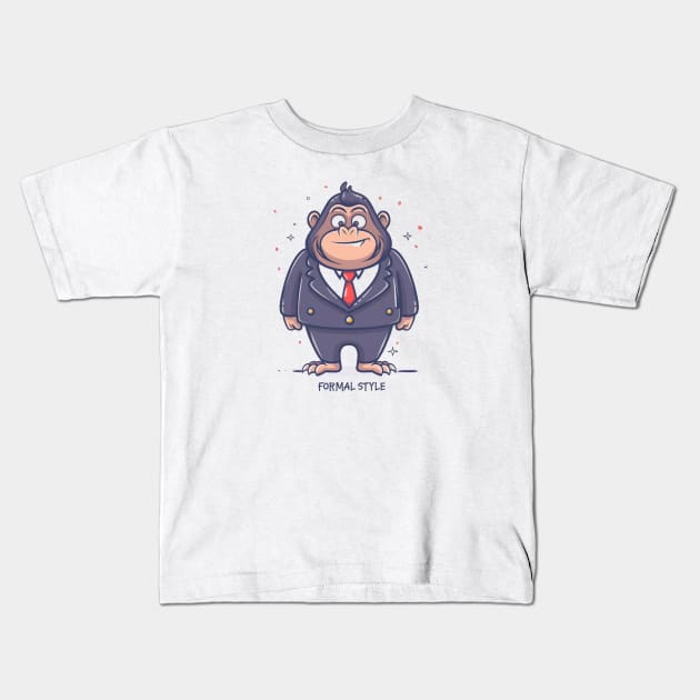 Gorilla Enterpreneur Kids T-Shirt by Ridzdesign